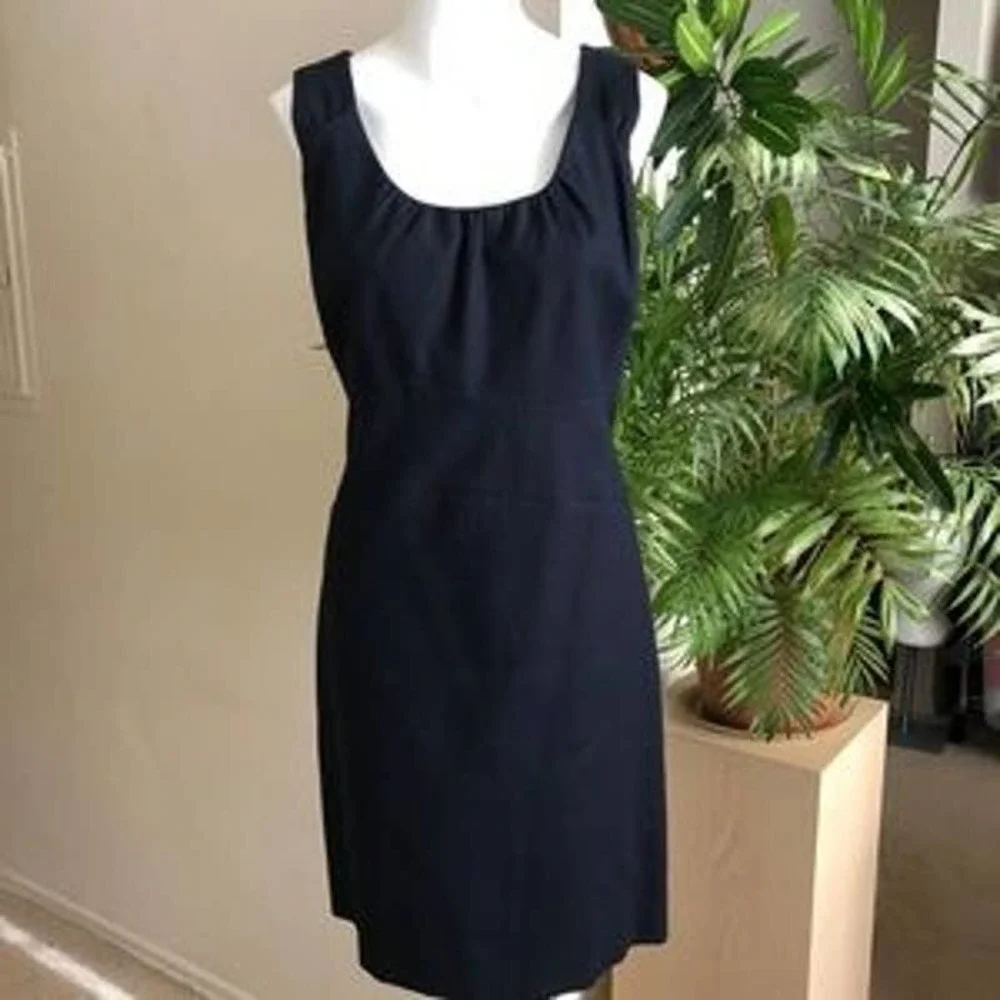 J Crew Women's Navy Blue Allura Shift Career Dress in Superfine Cotton Size 2 - Picture 4 of 13